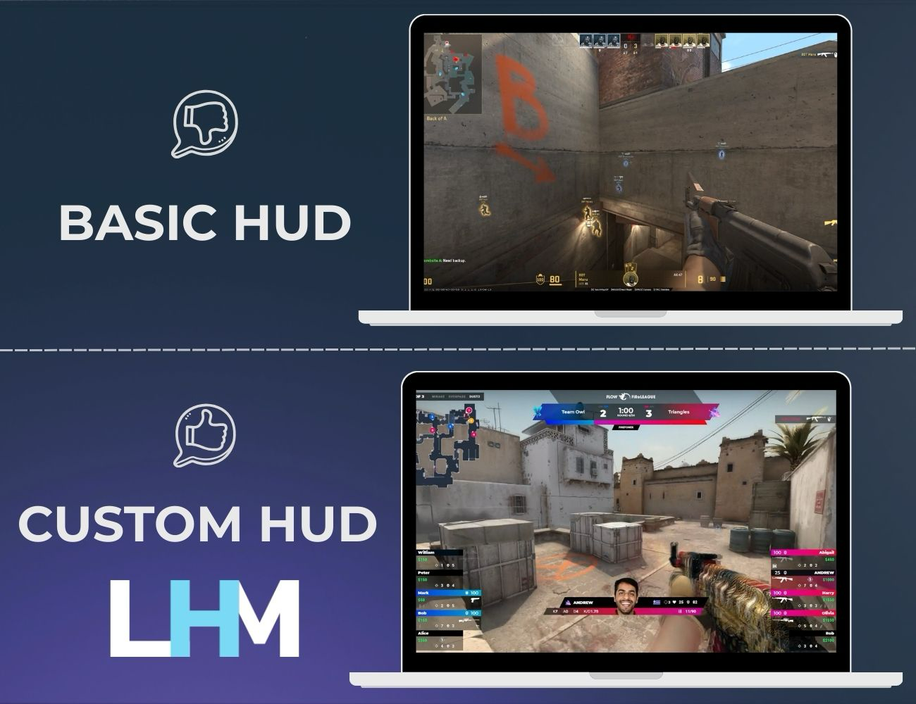 Basic HUD vs LHM Custom HUD