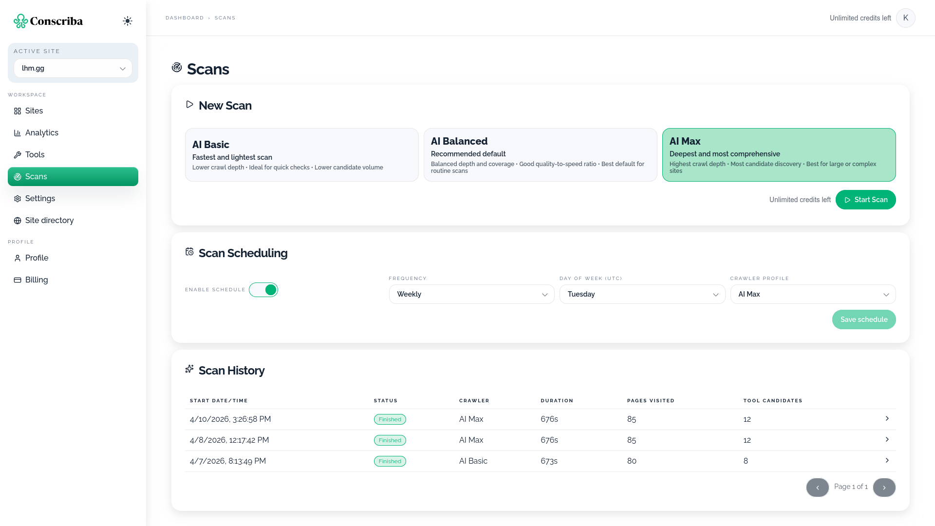 Conscriba AI scans for WebMCP tools discovery