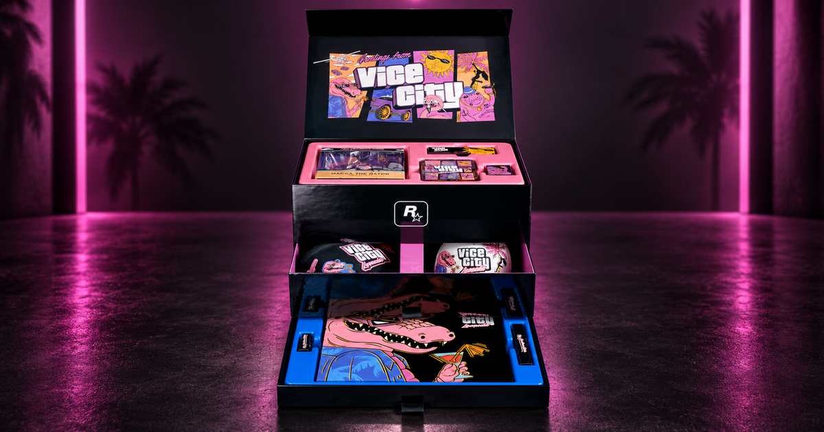 Official open-box photograph of GTA VI’s The Goodtime State – Vice City Collection.