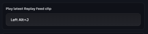 LHM 7.2.0 settings showing the keyboard shortcut for playing the latest Replay Feed clip on demand.