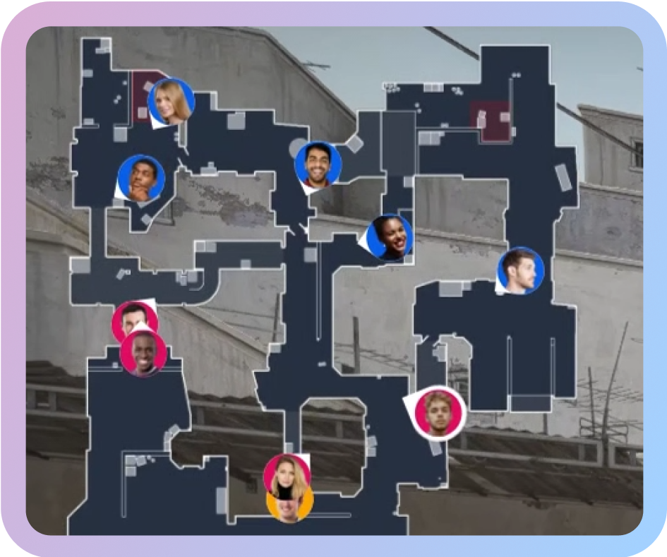 Custom radar with customizable player icons with numbers, avatars, team logos.
