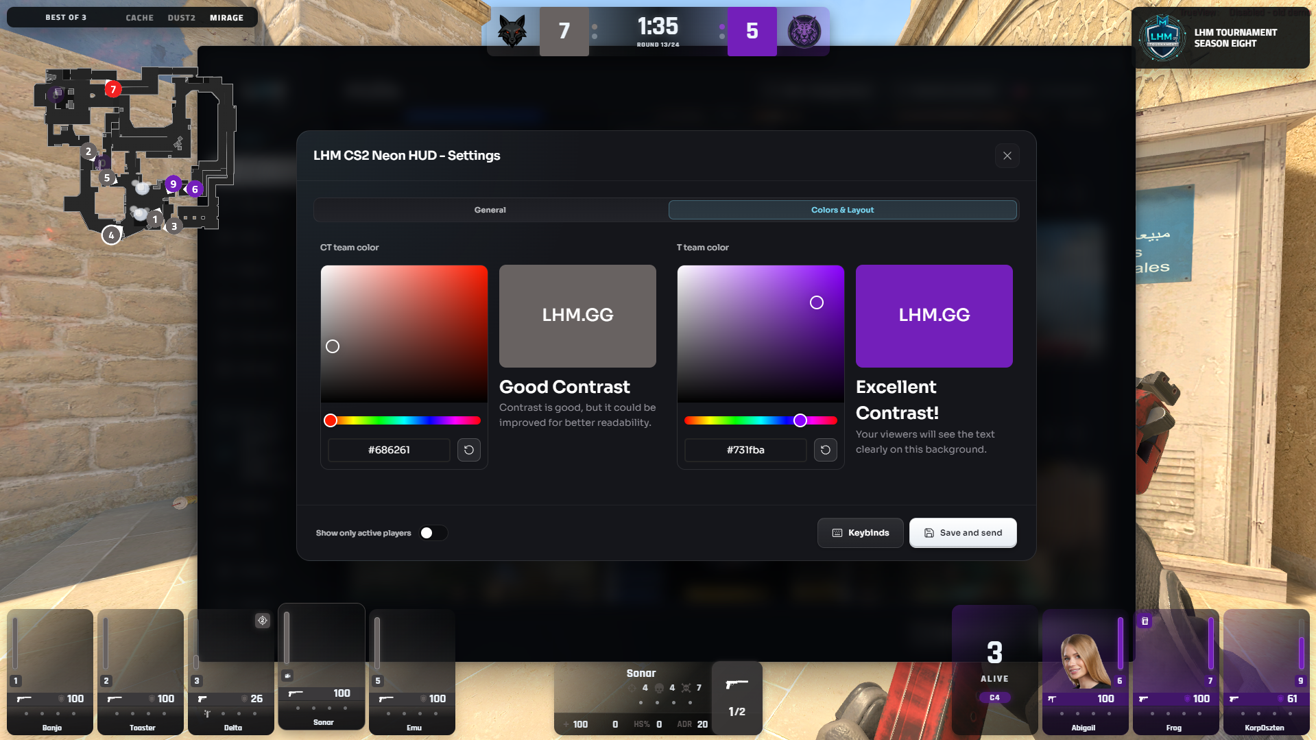Color picker in CS2 Neon HUD