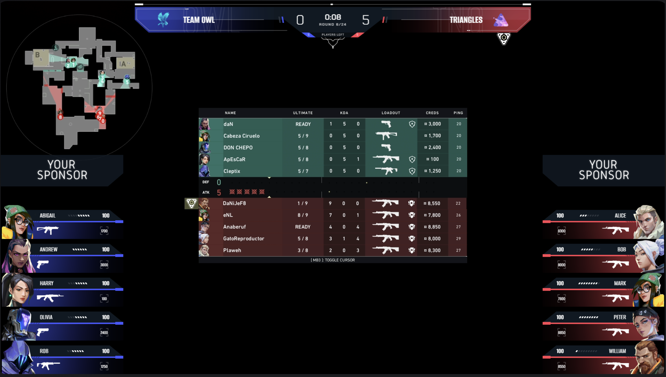 LHM - Custom matchbar with team names, logos, BO score, round indicator, players left