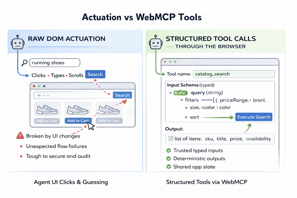 WebMCP replaces agent UI clicking with structured tool calls through the browser.